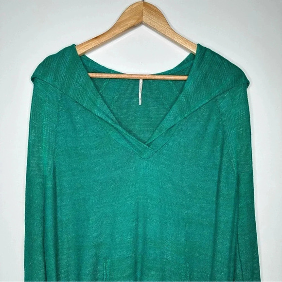 Free People Teal Optimistic Linen Blend Hoodie Size XS - Picture 5 of 11